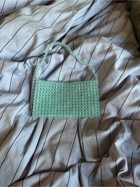 mint beaded pochette